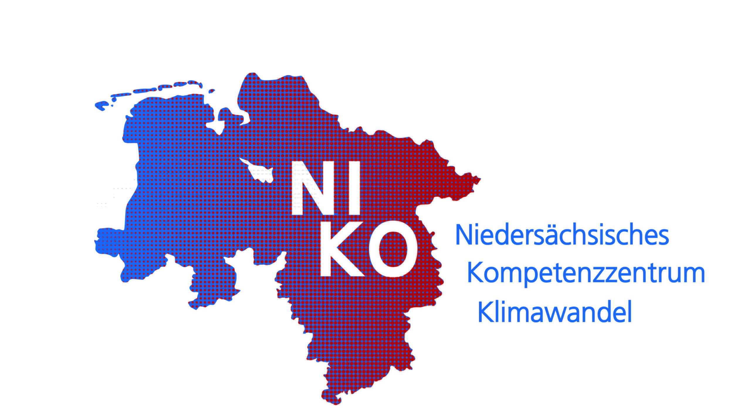 Das Logo zeigt eine graphische Darstellung von Niedersachsen in blau-roter Farbe mit dem Schritzug NIKO zu sehen