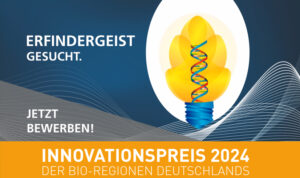 Grafik zum Bewerbungsaufruf für den Innovationspreis der Bio-Regionen Deutschland 2024